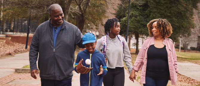 Bow and his family taking a walk