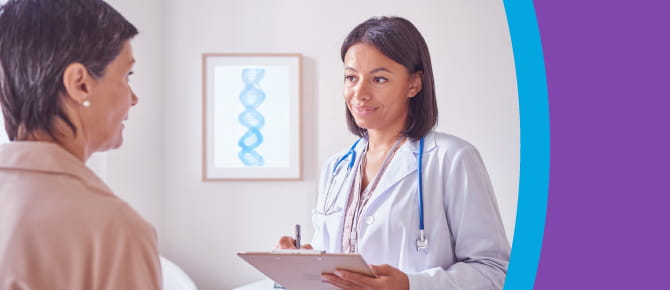 Clinician speaking with patient