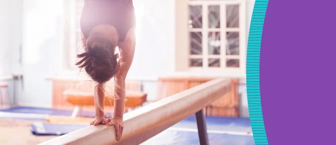 Gymnast on balance beam
