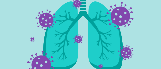 Illustration of a lung with COVID