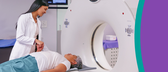 Patient getting CT scan