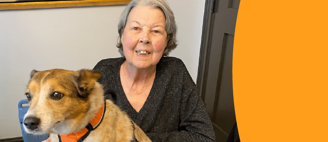 Madge Hand and her dog