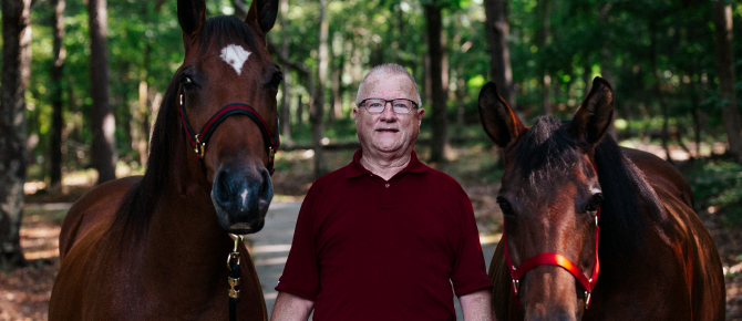 Steve Shelton with two of his horses.