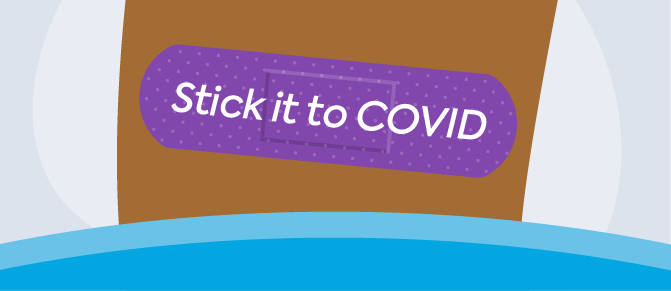 Arm with Stick it to COVID bandaid