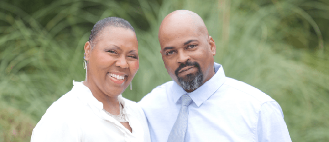 Photo of breast cancer survivor Tameka Pearson and her husband