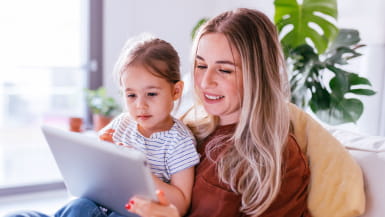 Image of mother and child on a tablet