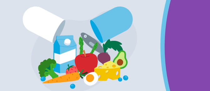 Illustration of pill and food