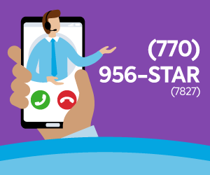 Callout illustration for (770) 956-STAR (7827)