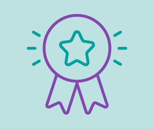 Depiction of a prize ribbon with a star in the center