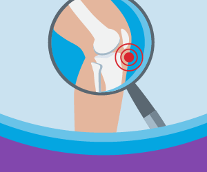 Illustration of a knee and magnifying glass