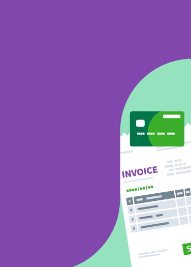 Illustration of an invoice and credit card.