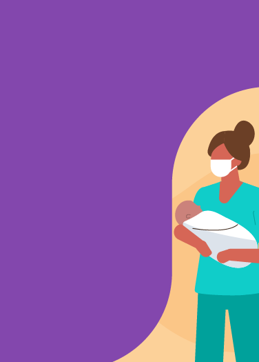 Illustration of Midwife holding a Baby