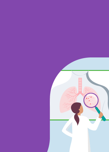 Illustration of a doctor examining the lungs.