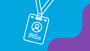 A graphic depicting a visitor's identification badge.