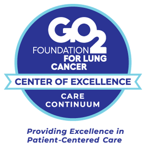 Logo reading G02 Foundation for Lung Cancer Center of Excellence Care Continuum Providing Excellence in Patient-Centered Care