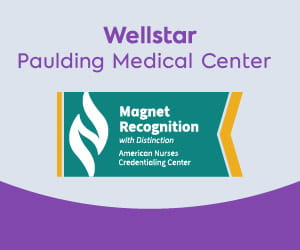 Reads "Wellstar Paulding Medical Center Magnet Recognition with Distinction American Nurses Credentialing Center"