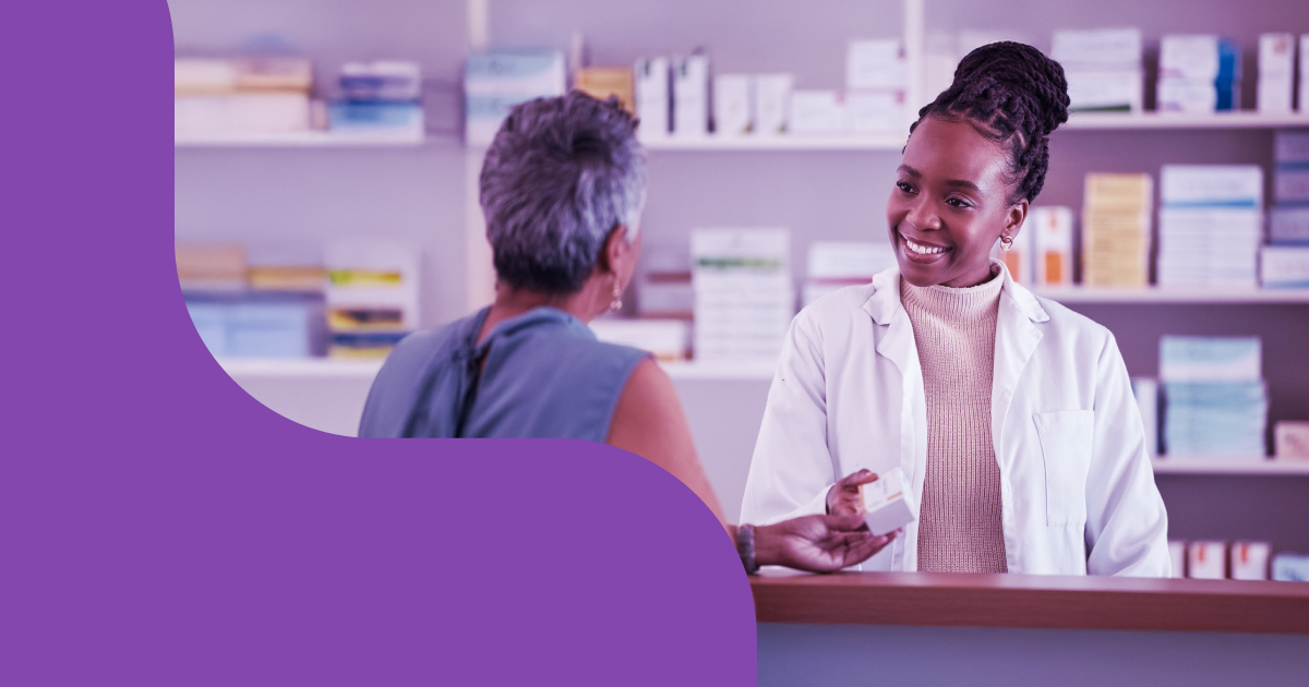 Image of woman at pharmacy counter
