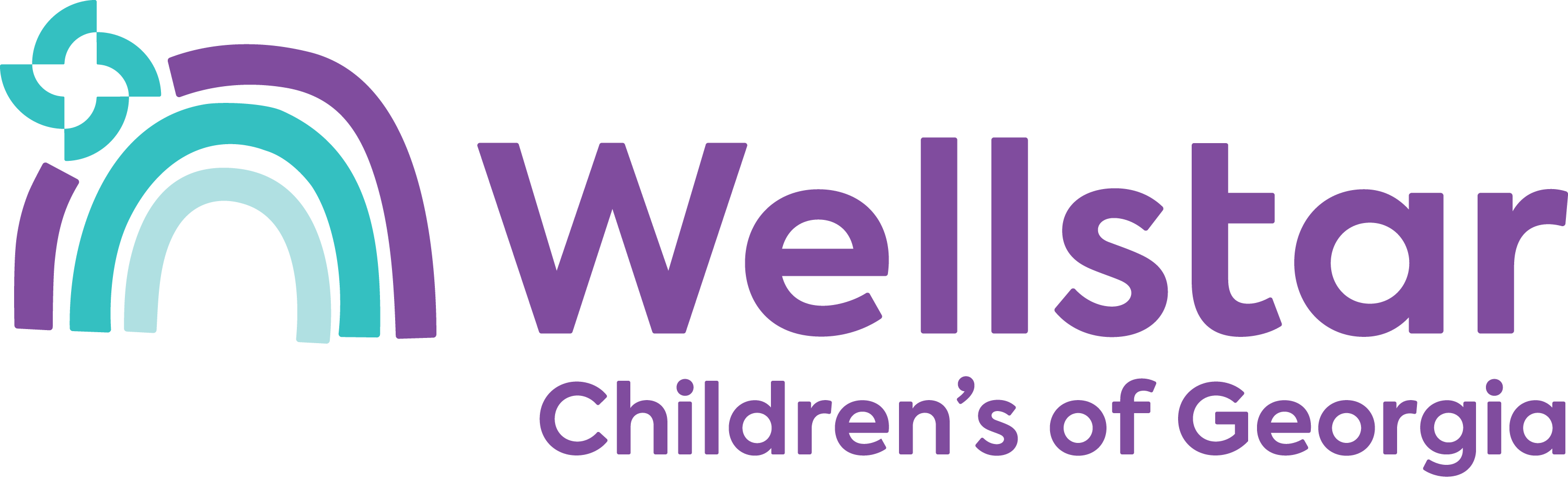 Playfully styled Wellstar Children's Healthcare of Georgia logo, which incorporates a rainbow and has the feel of a child's illustration.